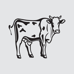 cow Animal logo Isolated Black on White background
