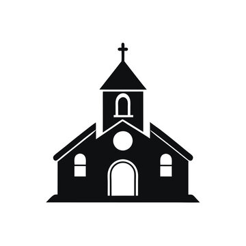 recommend clip art: Church Building Silhouette Vector color line art Design.