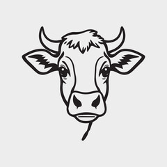 cow Animal logo Isolated Black on White background