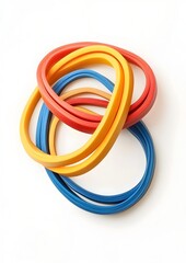 Fototapeta premium Captivating Spiral of Colorful Rubber Bands on White Backdrop