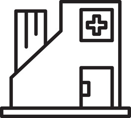 Hospital Building Line Icon

