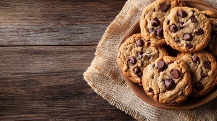 Freshly baked cookies on rustic wood