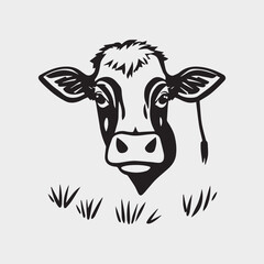 cow Animal logo Isolated Black on White background