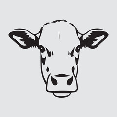 cow Animal logo Isolated Black on White background