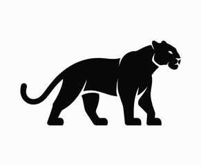 Wild animal black panther silhouette EPS vector isolated illustration template on a white background