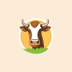 cow Animal logo Isolated Black on White background