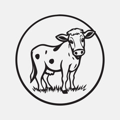 cow Animal logo Isolated Black on White background