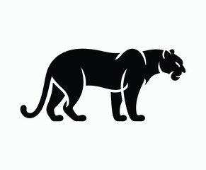Obraz premium Wild animal black panther silhouette EPS vector isolated illustration template on a white background