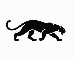 Fototapeta premium Wild animal black panther silhouette EPS vector isolated illustration template on a white background