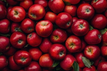 Abundant juicy red apples in a high quality image