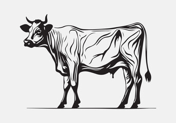 cow Animal logo Isolated Black on White background