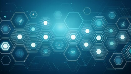 Obraz premium Abstract technology or medical background with hexagons shape pattern. Concepts and ideas for healthcare technology, innovation medicine, health, science and research.