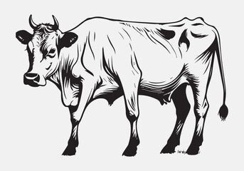cow Animal logo Isolated Black on White background
