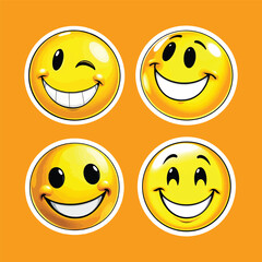 A set of orange and yellow smiley faces 