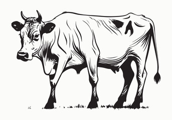 cow Animal logo Isolated Black on White background