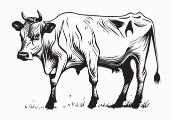 cow Animal logo Isolated Black on White background