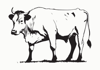 cow Animal logo Isolated Black on White background