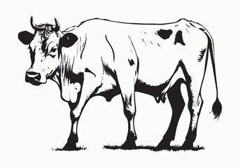 cow Animal logo Isolated Black on White background