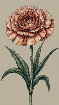 brown carnation flower botanical drawing clip art preview