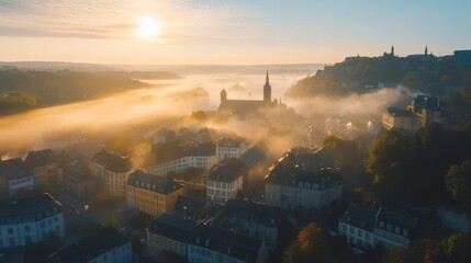 Luxembourg historical city morning view.