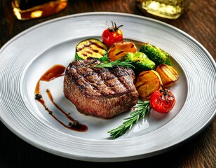 Beef steak with grilled vegetables