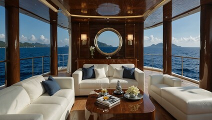 Obraz premium Luxury motor yacht in tropical waters.