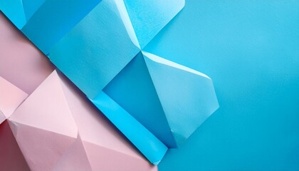 Obraz premium Blue and pink pastel color paper geometric flat lay background