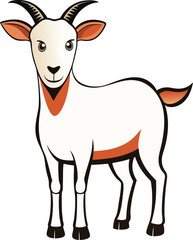 A domestic animal of colorful Goat vector art illustration and graphics design on a white background.