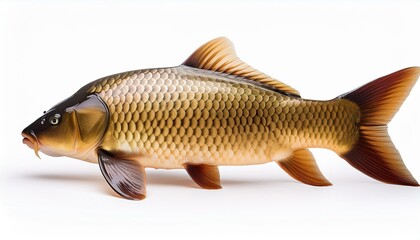 Carp or Cyprinus carpio, common carp fish isolated on white background