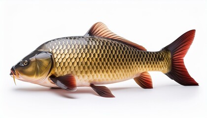 Carp or Cyprinus carpio, common carp fish isolated on white background