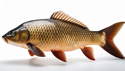 Carp or Cyprinus carpio, common carp fish isolated on white background