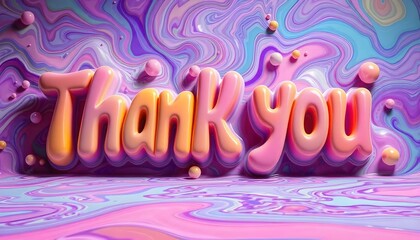 Colorful 3D text that says Thank you