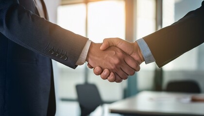 Close up of handshake in the office