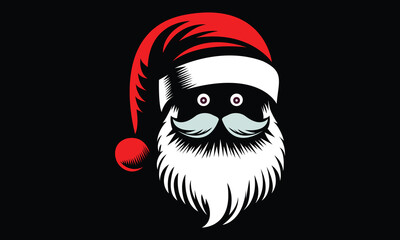 Santa Claus with beard and Hat Vector