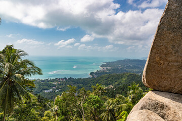 Viewpoint Overlap Stone 2, Lamai Beach, Koh Samui, Thailand. Shot From The High Point Of View.