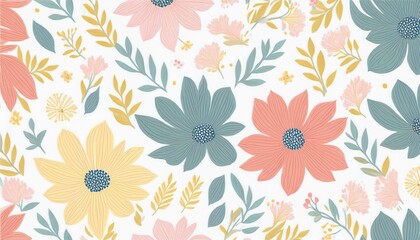 Dainty abstract flowers, bright and cute colors pattern of elegant, dainty, neutral watercolor floral for fabric, home decor and wrapping