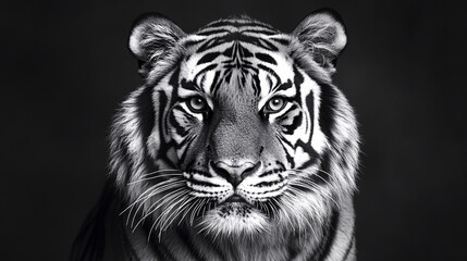 Majestic Tiger Portrait in Black and White