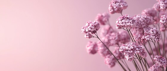 Obraz premium Delicate pink flowers against a soft pastel background, capturing the essence of nature's beauty and tranquility.