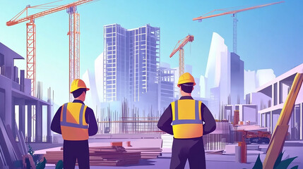 Obraz premium Builder team working at the construction site