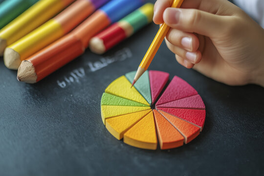 colorful math fractions on the bright backgrounds. interesting math for kids. Education, back to school concept. Geometry and mathematics materials. AI Generated - Powered by Adobe