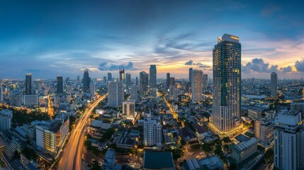 Fototapeta premium skyscrapers metropolis night illumination city