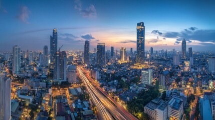 skyscrapers metropolis night illumination city