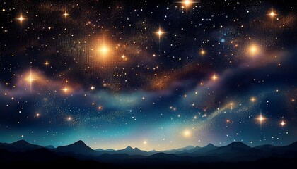Night sky with stars sparkling on black background