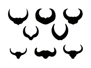 cow vector, cow head logo, black bull horn silhouette in different styles