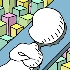 シンプルイラスト - 仰臥位・休息・都会・ビル群