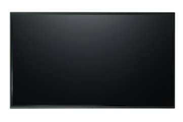 Photo of a modern digital biard, lcd panel. Large computer monitor display mockup. Blank television template. Graphic design element for catalog as mock up, isolated on transparent background.