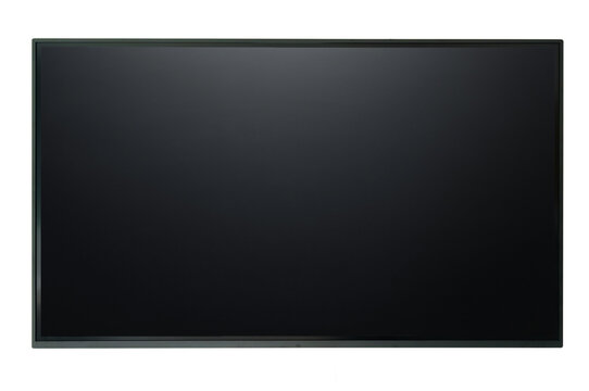 Photo of a modern digital biard, lcd panel. Large computer monitor display mockup. Blank television template. Graphic design element for catalog as mock up, isolated on transparent background.