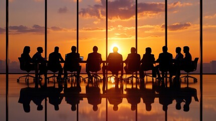 A business team planning strategies on a large conference table, discussing plans, sharing ideas, and outlining steps for success, promoting teamwork and strategic thinking