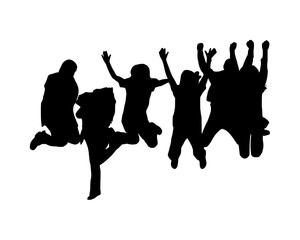 Group Of People Jumping Silhouette