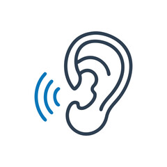 Ear Hear Listen Vector Icon, Listen Hearing Ear Vector Icon